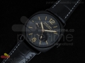 PAM421 3 Days GMT PVD Black Dial on Black Leather Strap