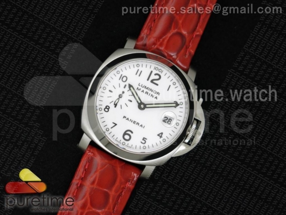 PAM049 F V6F 1:1 Best Edition White Dial on Red Leather Strap A7750