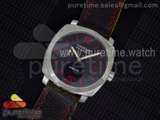 PAM514 Bamford SS Engraved Case Black Dial on Black Distressed Leather Strap A7750