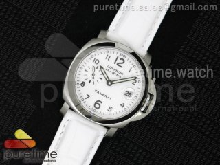 PAM049 F V6F 1:1 Best Edition White Dial on White Leather Strap A7750