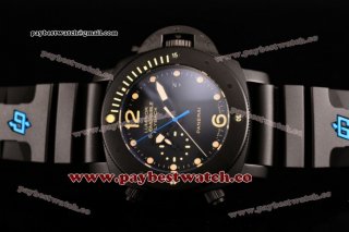Panerai Luminor Submersible Flyback PAM 618 Black Dial Yellow Markers Black Rubber Titanium Watch