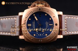 1:1 Panerai Luminor Submersible 1950 3 Days Automatic PAM 671 Blue Dial Brown Leather Bronzo Watch (ZF)