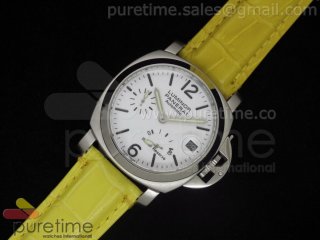 PAM049 White Dial on Yellow Leather Strap A23J