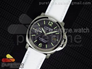 PAM048 H V6F 1:1 Best Edition Black Dial on White Leather Strap A7750