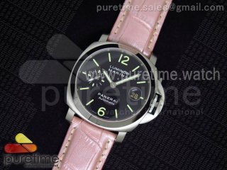 PAM048 H V6F 1:1 Best Edition Black Dial on Pink Leather Strap A7750