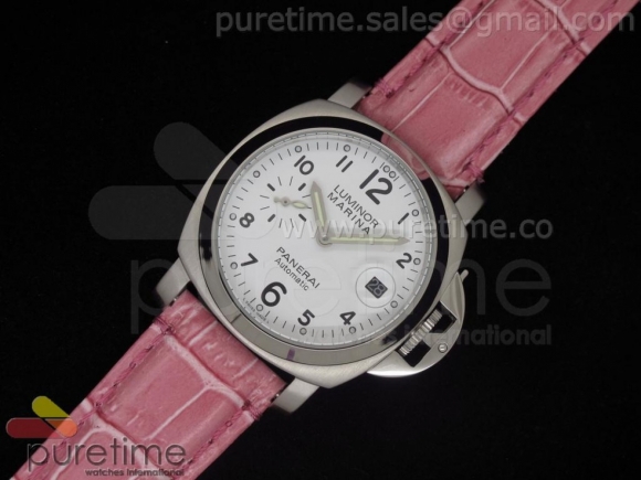 PAM049 White Dial on Pink Leather Strap A23J