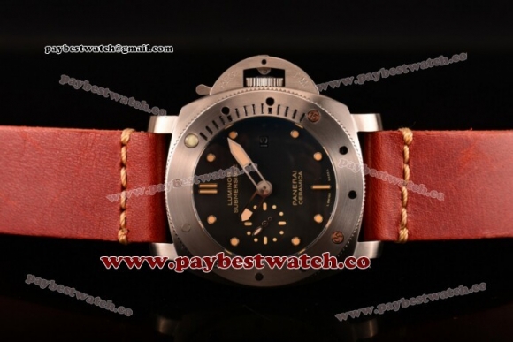 Panerai Luminor Submersible 1950 3 Days Automatic Ceramica PAM00305 Black Dial Yellow Markers Steel Watch
