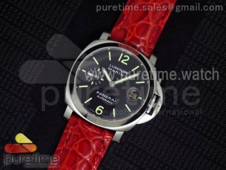 PAM048 H V6F 1:1 Best Edition Black Dial on Red Leather Strap A7750