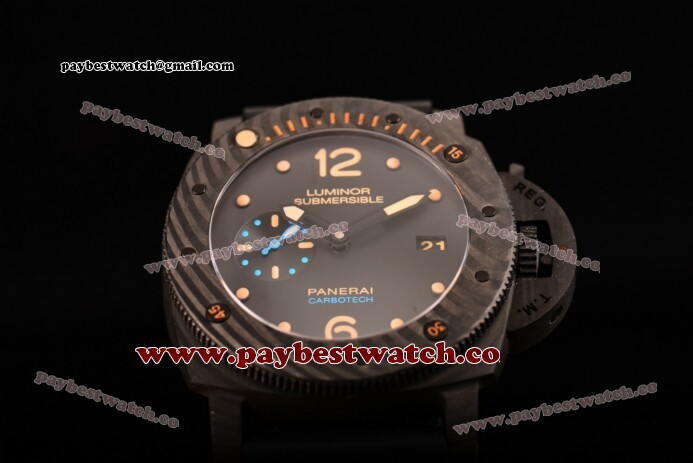 Panerai Luminor Submersible 1950 Carbotech - 3 Days Automatic PAM 616 Black Dial Black Rubber Real Carbon Fiber Watch