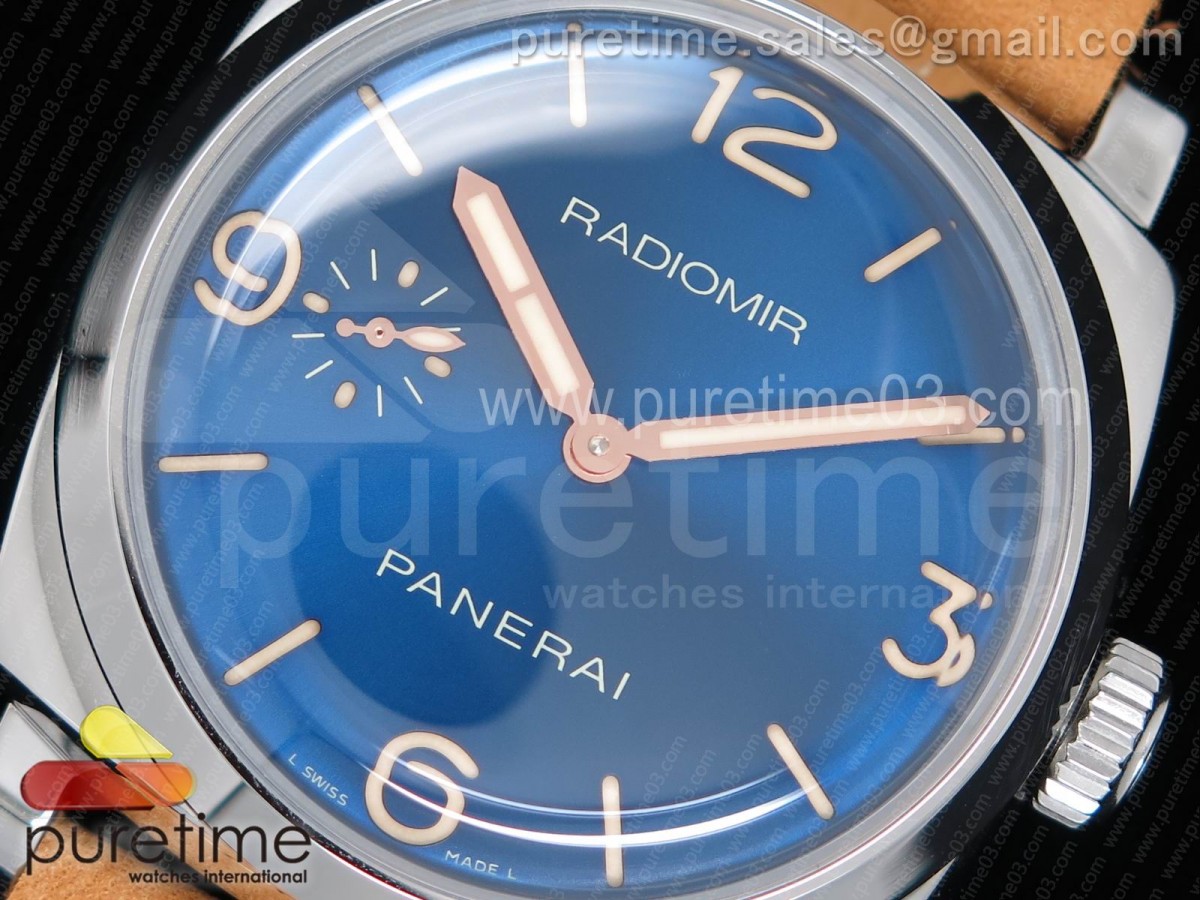 PAM690 S ZF 1:1 Best Edition Blue Dial on Thick Brown Leather Strap P.3000 Super Clone