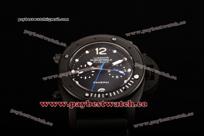 Panerai Luminor Submersible Flyback PAM 617 Black Dial White Markers Black Rubber Titanium Watch
