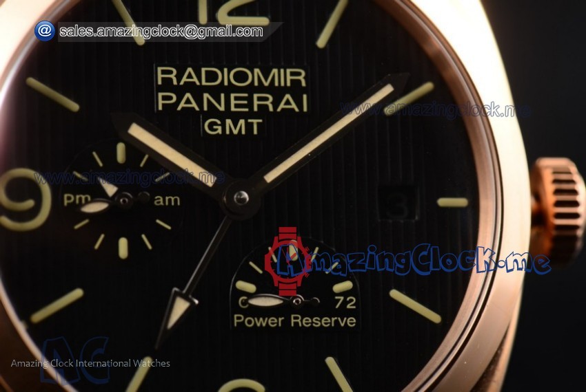 PAM00664 Radiomir 1940 3 Days GMT Power Reserve RG Black Dial Brown Leather - AST25