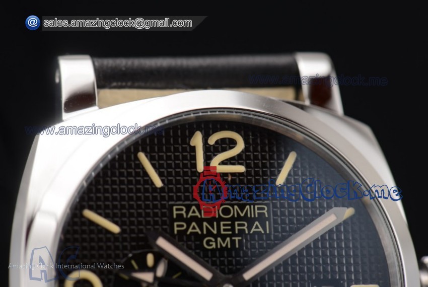 Radiomir 1940 3 Days GMT Power Reserve SS Black Dial Black Leather - AST25