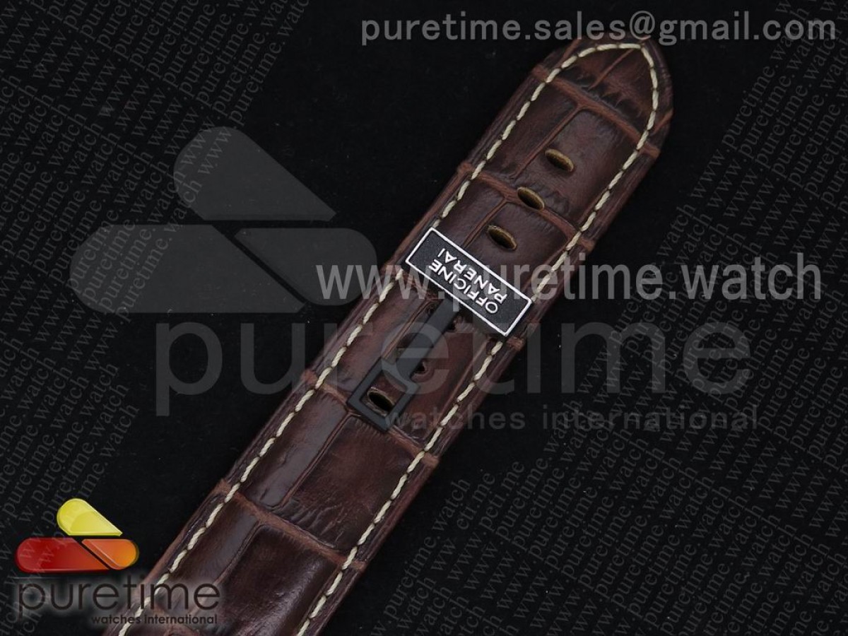 PAM351 Q V6F 1:1 Best Edition Lite on Brown Leather Strap P9000