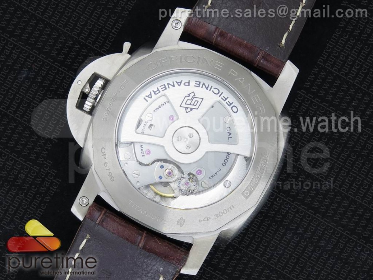PAM351 Q V6F 1:1 Best Edition Lite on Brown Leather Strap P9000