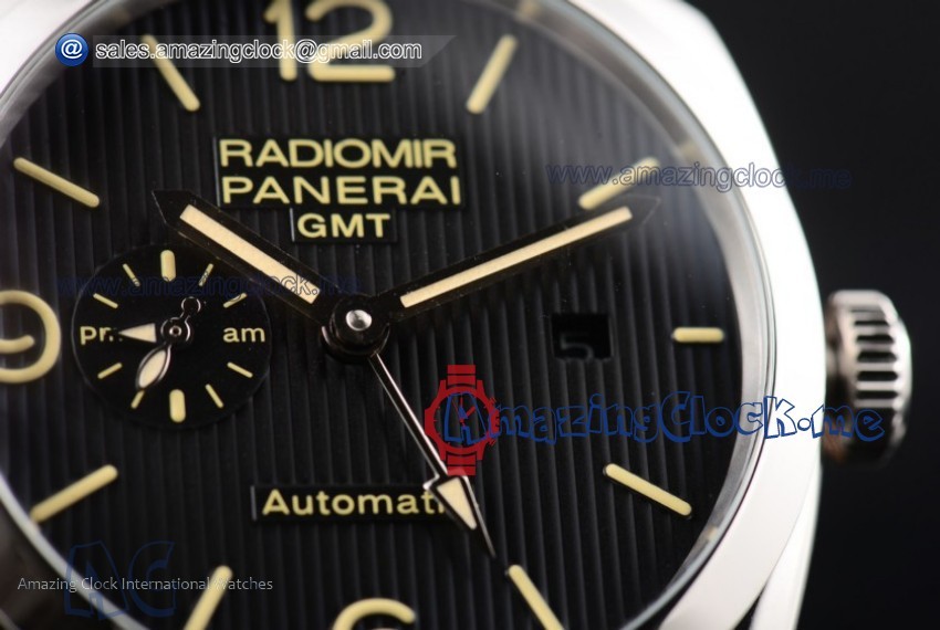 PAM00627 Radiomir 1940 3 Days GMT Automatic SS Black Dial Brown Leather - AST25