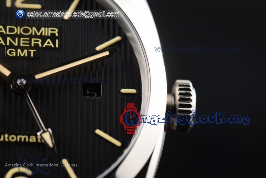 PAM00627 Radiomir 1940 3 Days GMT Automatic SS Black Dial Brown Leather - AST25