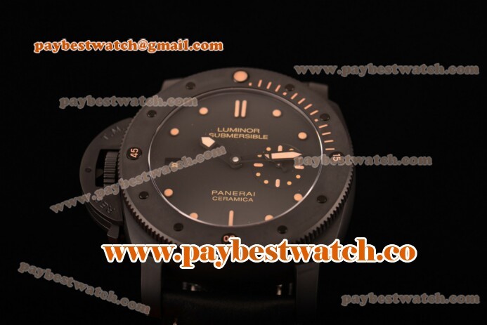 Panerai Luminer Submersible Left Handed Ceramica PAM 607 Black Dial Real Ceramic Watch (KW)