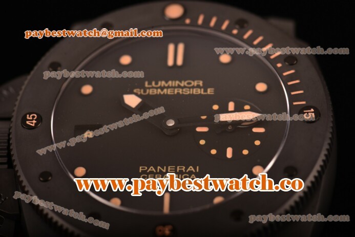 Panerai Luminer Submersible Left Handed Ceramica PAM 607 Black Dial Real Ceramic Watch (KW)
